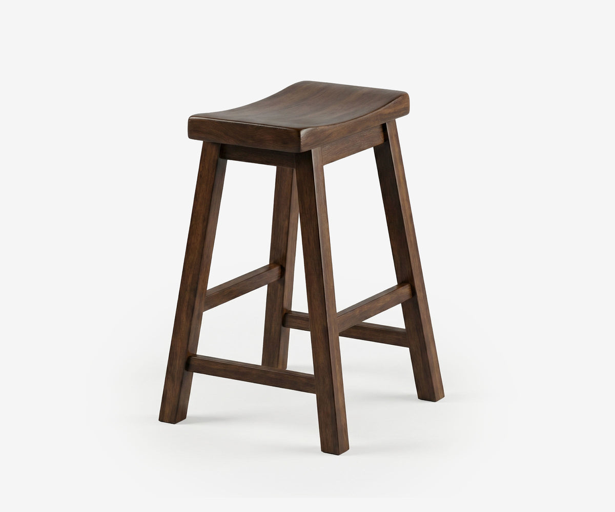 Cherry Saddle Bar Stool Set