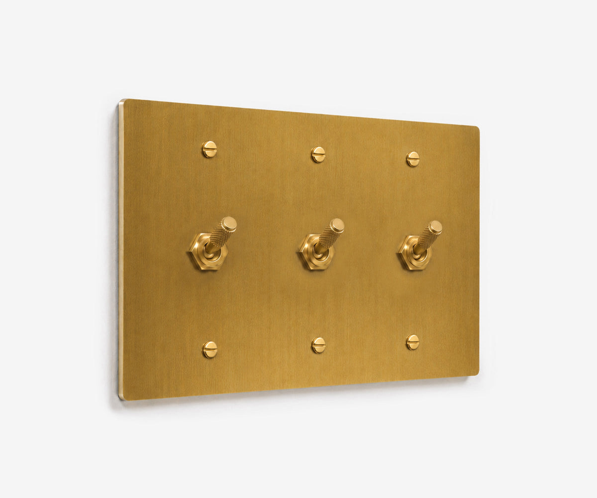 Solid Brass Switch Plate - 3 Gang, view 2
