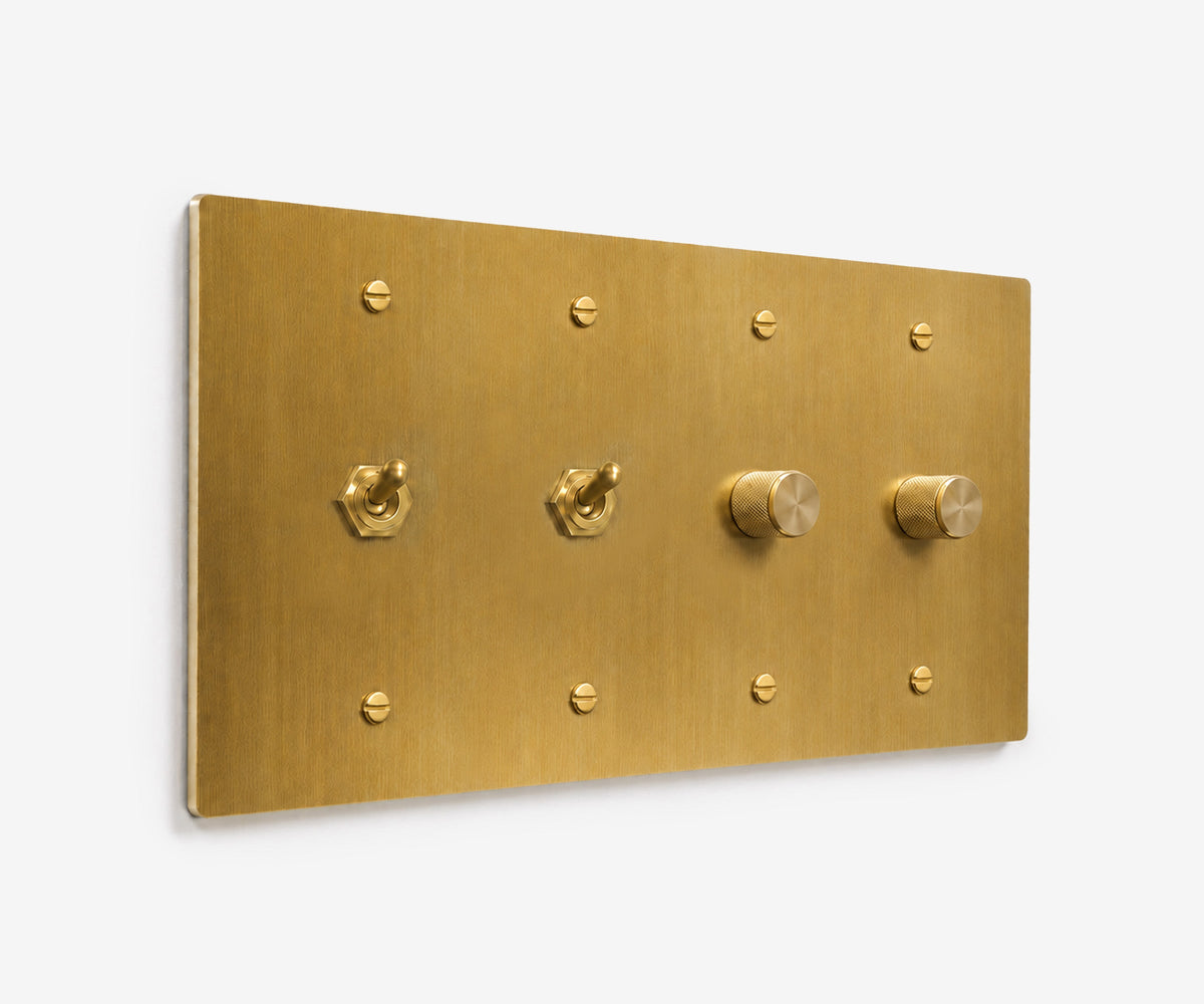 Solid Brass Switch Plate - 4 Gang