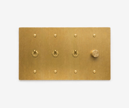 Solid Brass Switch Plate - 4 Gang