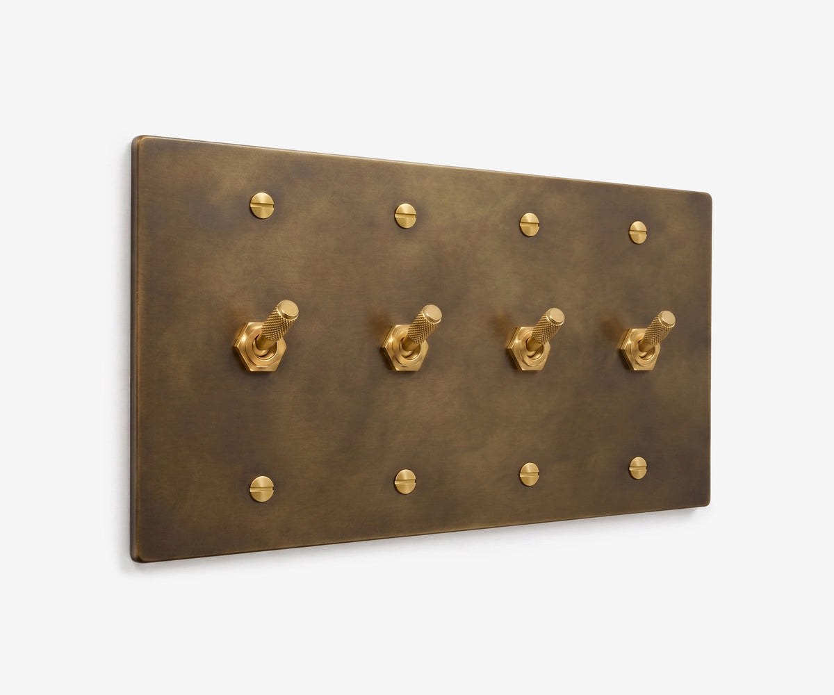 Solid Brass Switch Plate - 4 Gang, view 10