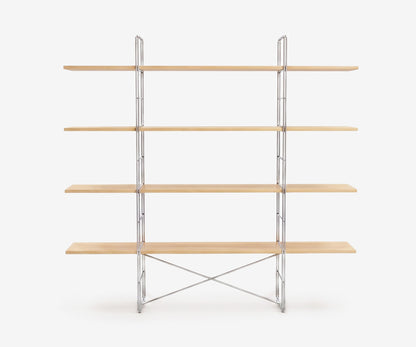 Arka Solid Wood Bookshelf in Straw, 67 inch, front
