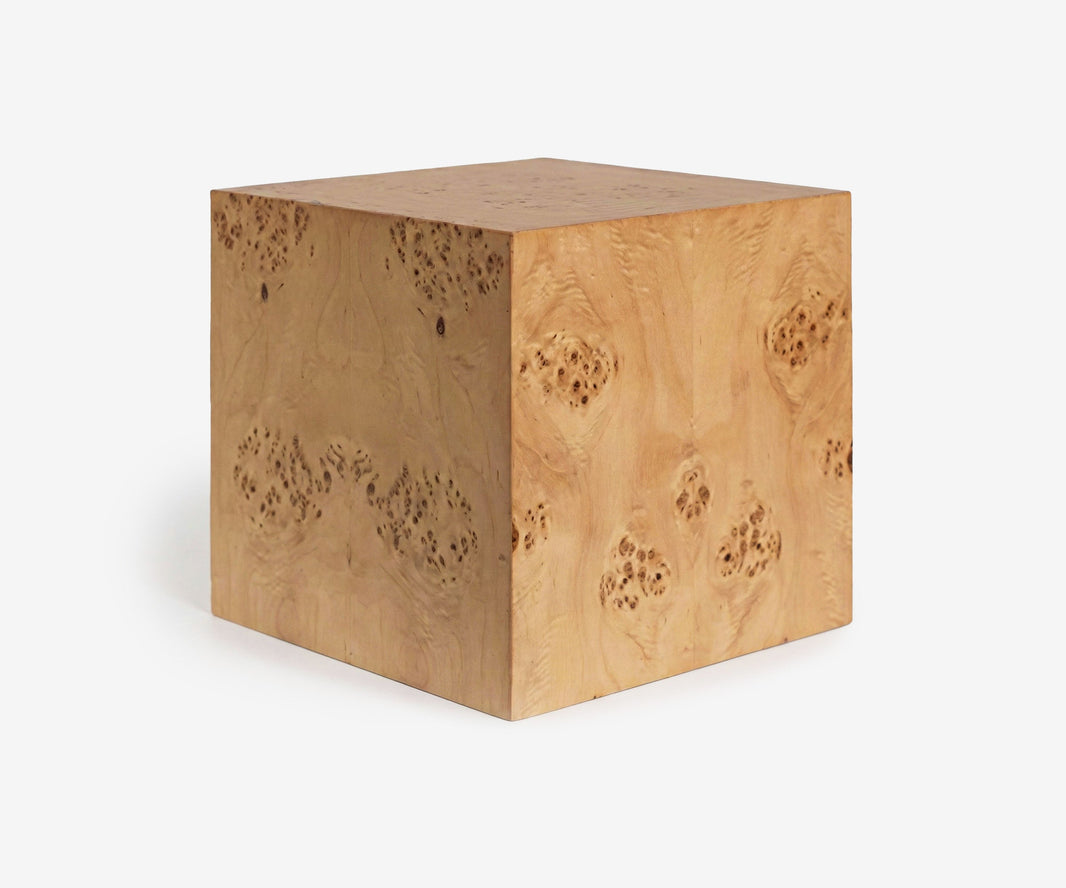 Fleming Burl Cube Side Table