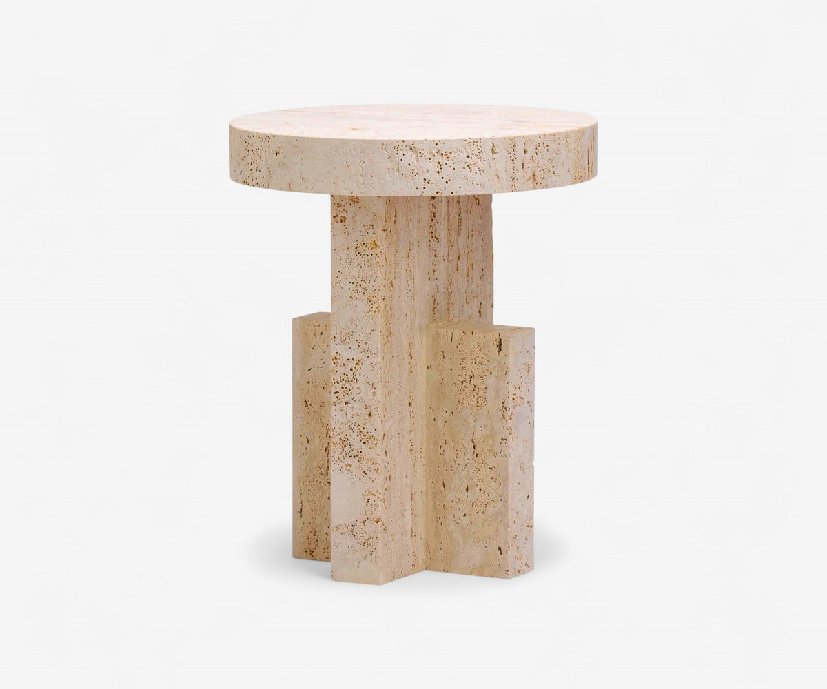 Pietra Travertine Side Table, view 3