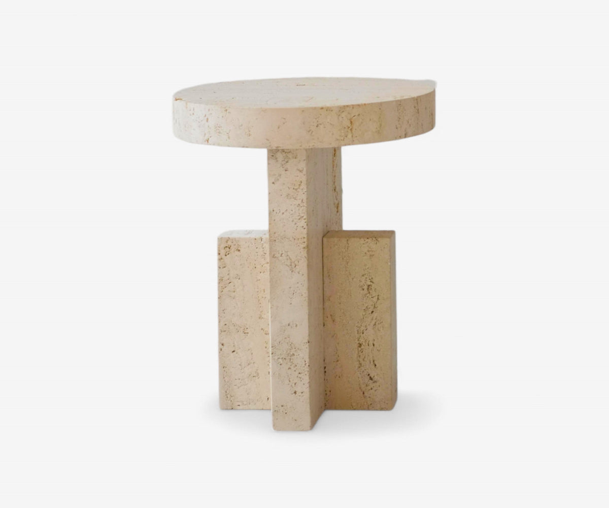 Pietra Travertine Side Table, view 4