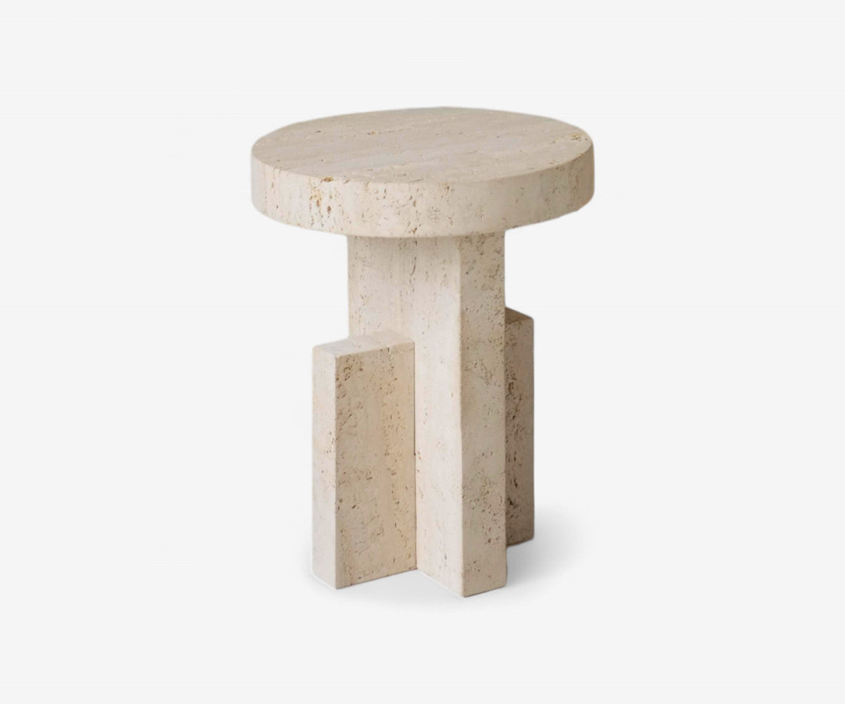 Pietra Travertine Side Table, view 5