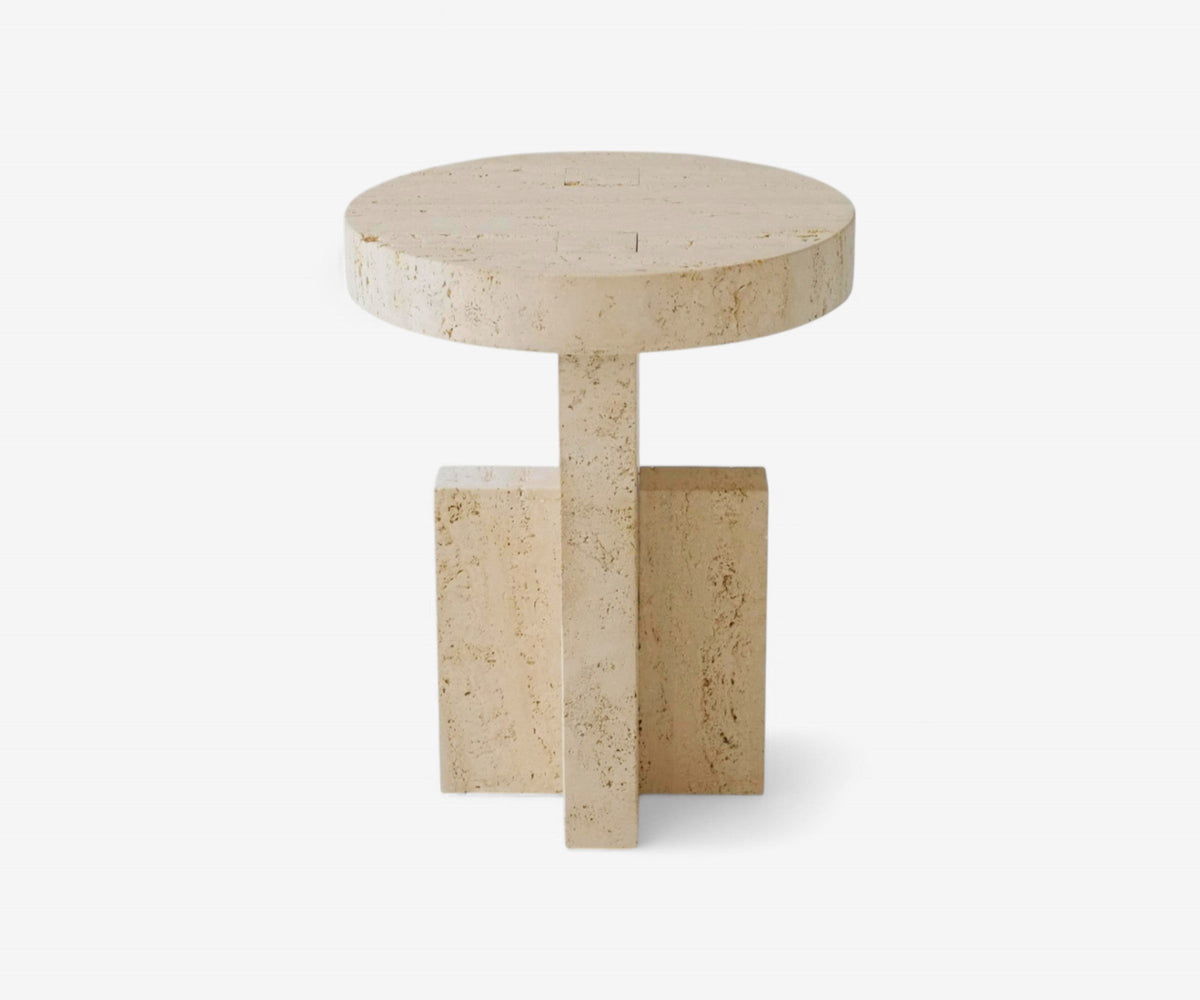 Pietra Travertine Side Table, view 6
