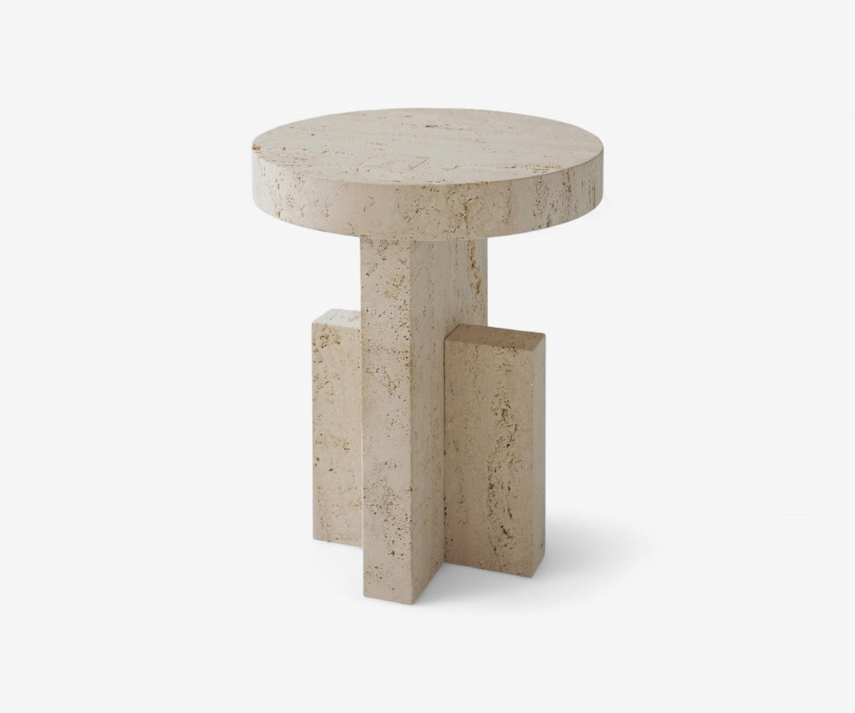 Pietra Travertine Side Table, view 7