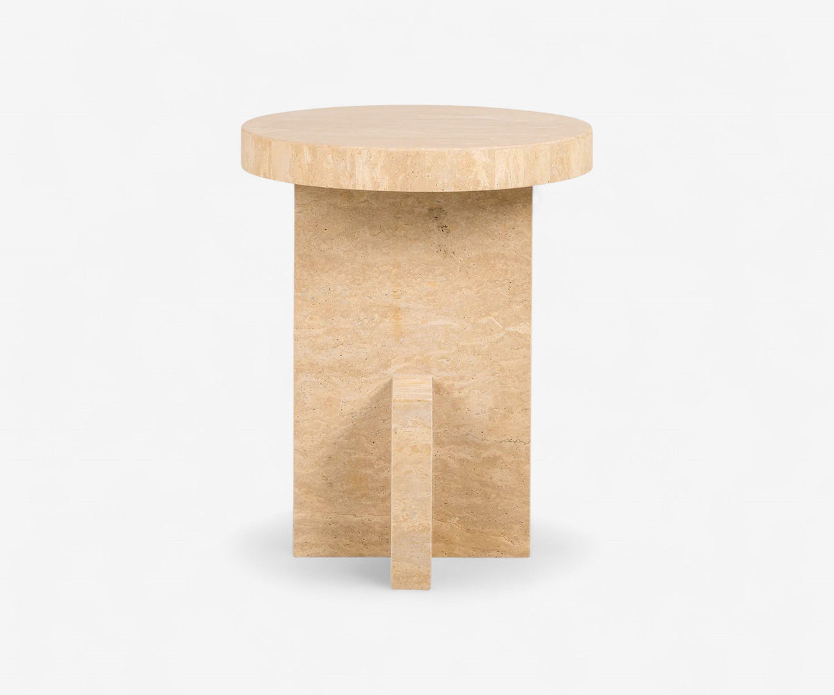 Pietra Travertine Side Table, view 2