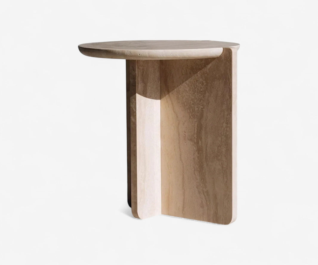 Tratto Travertine Side Table